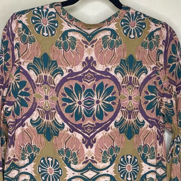 Free People NWOT Boho Green Long Sleeve Oversized Tunic Sz XS - Picture 4 of 8